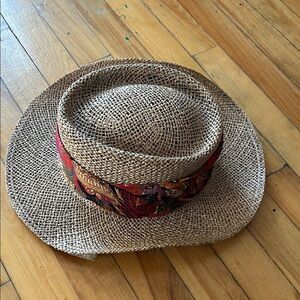 Lyle & Scott Brown Straw Hat with Colorful Band